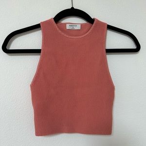Babaton Aritzia Pink / Salmon Ribbed Crop Top